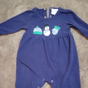 Navy Blue Snowman Kids One Piece